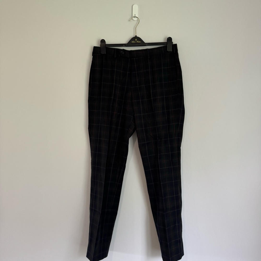 NWOT Brooks Brothers Wool Dress Pants 34x32 Blue Navy Plaid
